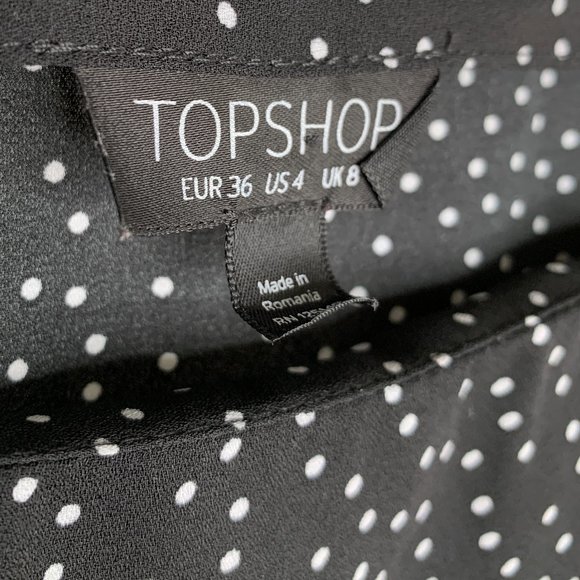 Topshop pin dot lace-up shoulders blouse - Picture 4 of 5